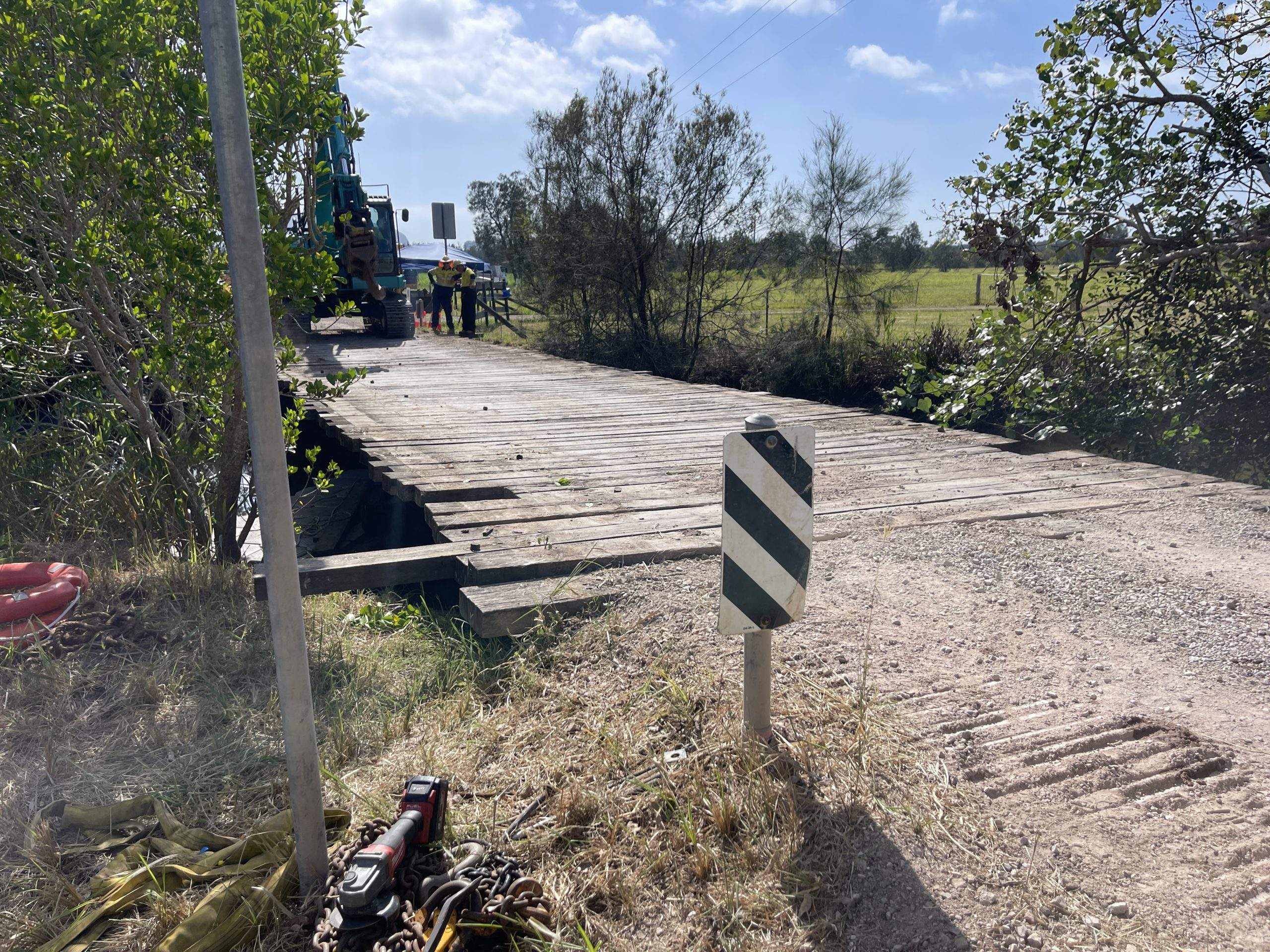 River Road Bridge original structure to be replaced by new 20 Meter Glulam beam Mass Timber Bridge. 