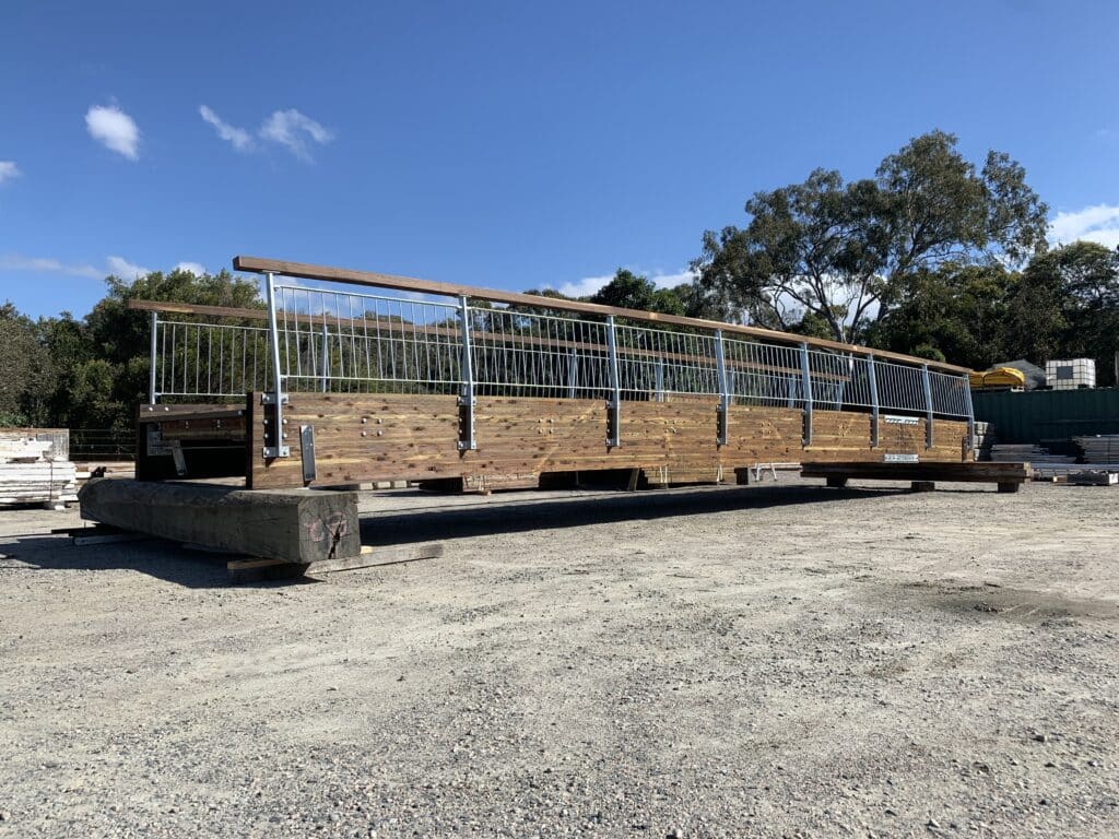 Flowerdale Lagoon footbridge kit ready for installation