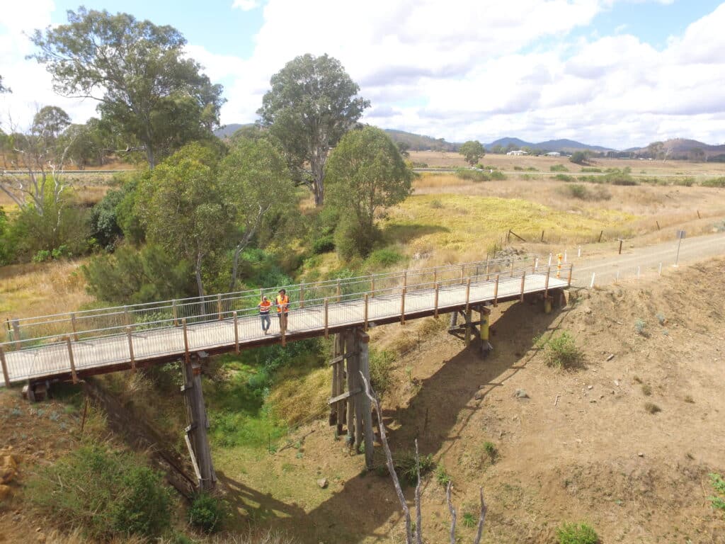 Aerial view of the completed Jimmy Gully bridge