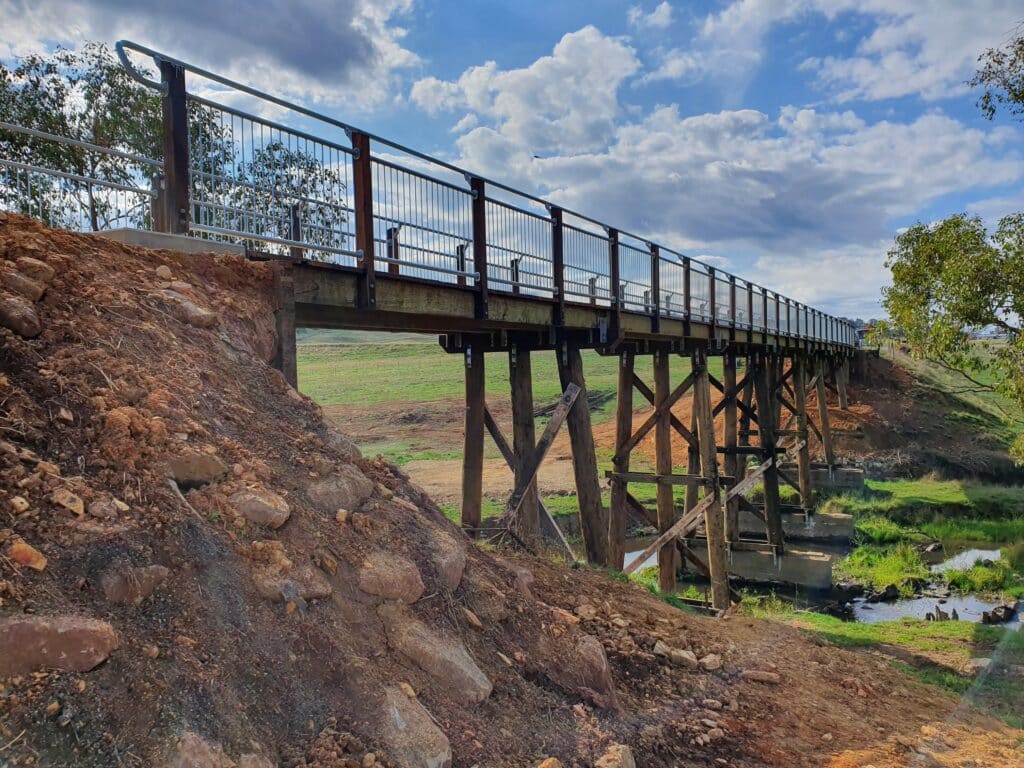 Completed Mannus Creek Bridge alongside the adjacent span