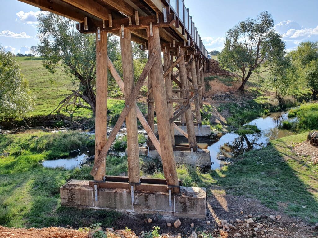 Underside of the completed Mannus Creek Bridge
