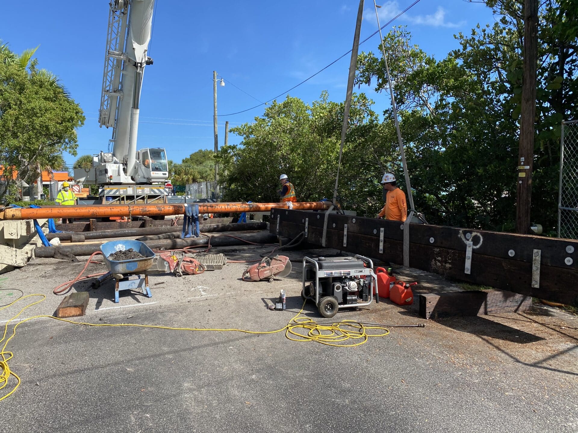 TRS crew working on the Matlacha Park Bridge