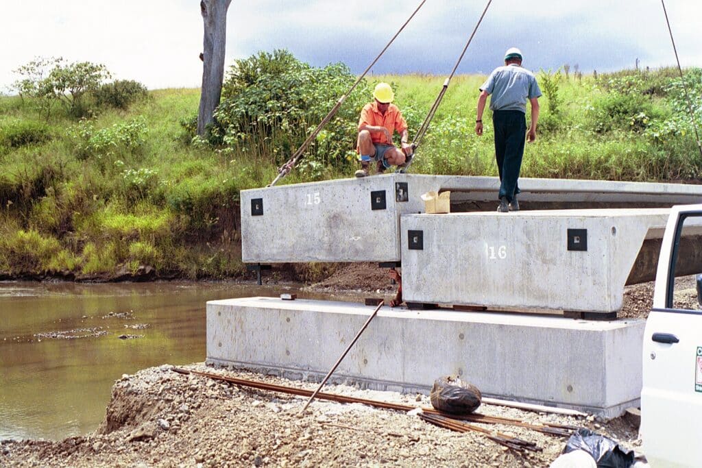 TRS crew member working alongside the crane at a Doolan Deck bridge